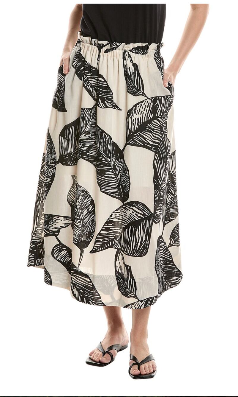 NWT Ellen Tracy Pull On Midi Skirt Botanical Size XS